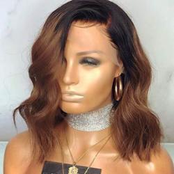 Wowsexy Hair Ombre 1B 30 Wavy Short Bob Lace Front Human Hair Wigs For African American Women Brazilian Virgin Hair Two Tone Lace Wigs With
