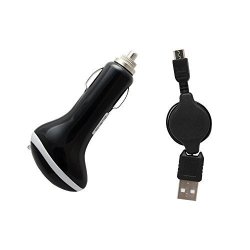 Fenzer Black Micro USB Travel Auto Car Retractable Data Sync Charger Cable For Samsung Rugby 4 Galaxy S6 GS6 Edge