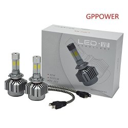 Gppower 2PCS H7 4SIDE Cob LED Headlights Bulbs Replacement Lights Halogen & Hid All-in-one 6000K White 80W 9600LM Warranty 1YEAR