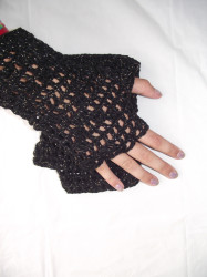 Adult Open Finger Gloves - Crochet Wool Stump Finger