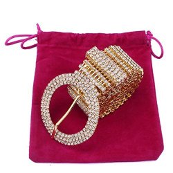 Funi 10 Row Sparkling Gold Plated Crystal Rhinestone Sparkly Chain D-buckle Belt Woman Waistband Gold