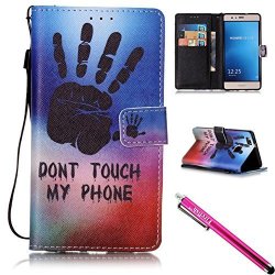 Huawei P9 Lite Case Firefish Kickstand Card cash Slots Lightweight Premium Pu Leather Wallet Flip Cover With Wrist Strap For Huawei P9 Lite-palm