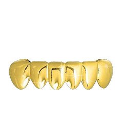 Bottom Row Hiphop Bling Grillz Removable Teeth Gold Plated