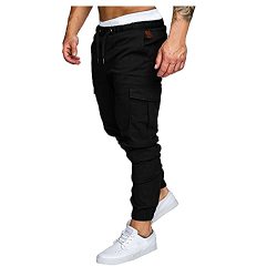 Cargo Pants For Men With Pockets Men's Casual Relaxed Fit Big And Tall Cargo Trousers Pockets Full Pants Black
