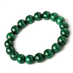 Osye Precious Gemstone Malachite Green Crystal Beaded Stretch Bracelet 9MM