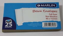 Marlin Brown Full Gum Non Window Envelopes - 25