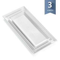 ?flash Deal?sweese 3308 Porcelain Rectangular Platters serving Trays For Parties Set Of 3 Large medium small Size White