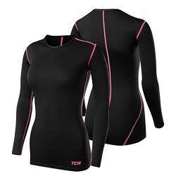 Total Compression Advanced Women's Tca Superthermal Long Sleeve Performance Base Layer Running Training Top - Black hot Pink XL