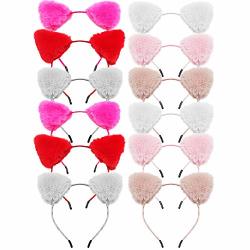Toptie 12 Pieces Furry Cat Ears Headband Cosplay Fashion Hair Accessories Assorted Colors