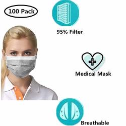 Cshopping Surgical Disposable Face Masks Respirator Mouth Mask Medicom Safety Cover Protective Safe Mask With Elastic Ear Loop Block Dust Air Pollution FLU-100 Pieces