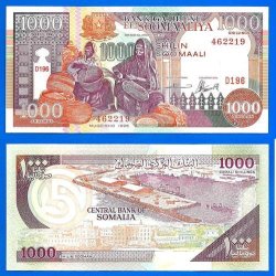 Somalia 1000 Shillings 1996 Unc Shilin Boat Animal Africa Banknote