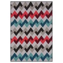 Prismatic Replay Polyester Print Area Rug 120X180CM Red And White