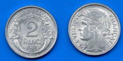 France 2 Francs 1947 B Unc Morlon Franc Frcs Coin Europe