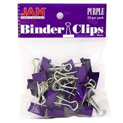 Jam Paper Binder Clips - Small - 19MM - Purple Binderclips - 25 PACK