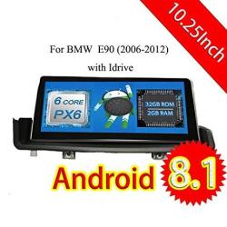 Roadyako 10.25INCH Android 8.1 Auto Stereo For Bmw E90 2006 2007 2008 2009 2010 2011 2012 Car Radio Cd Gps Navigation 3G Wifi Mirror Link Rds Fm No Dv