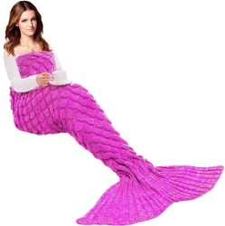 Mermaid Tail Blanket Kids Hand Crochet Snuggle Mermaid Pink