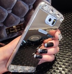 Samsung Galaxy S5 Case-aurora Deluxe Bling Diamond Soft Tpu Glass Mirror Case Cover For Samsung S5 I9600-BLACK