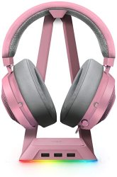 Razer Kraken Gaming Headset + Rgb Headset Stand Bundle: Quartz Pink