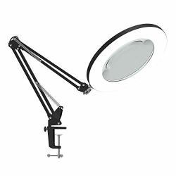 Lighting LED 5X Magnifying Lamp With Clamp 360ADJUSTABLE Swivel Arm Dimmable Adjustable Color Temperature Utility Light For Crafts Reading Inspection And Professional Use