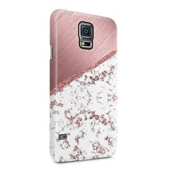 White & Rose Gold Marble Blocks Hard Plastic Phone Case For Samsung Galaxy S5