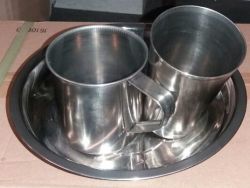 Stainless Steel Mug Glass Bowl And Side Plate 4 Pc