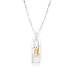 Sterling Silver Long Pendant With Amber Crystal