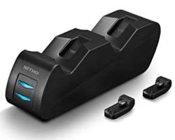 Nitho Charging Station For Two Controllers With Easy & Safe Plugs For PS4