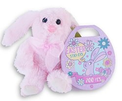 Childs Easter Bunny Plush Toy With 200 Piece Easter Sticker Book Gift Bundle