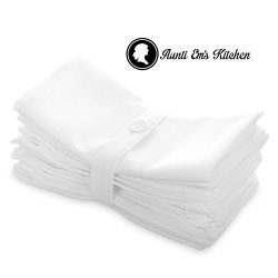 Aunti Em's Kitchen Dinner Napkins Cloth 12 Pack 20X20 Oversized Bulk 100% Natural Cotton White Cotton Linens For Events Weddings And Dinner