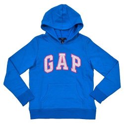 Gap Girls Fleece Arch Logo Pullover Hoodie Large Blue