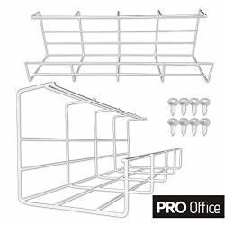 Workstream by Monoprice Under Desk Power Supply and Wire Management Cable  Tray Organizer, Steel, White 