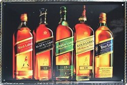 Johnnie Walker Whiskey Metal Tin Sign Vintage Style Wall Ornament Coffee & Bar Decor Size 8 X 12