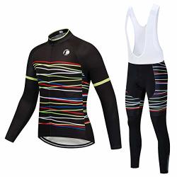 Winter Cycling Jersey Sets Thermal Fleece Bike Jersey + Bib Pants Cycling Clothing Set For Men L 6033