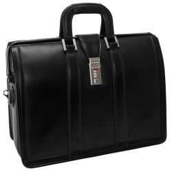 McKlein Morgan 17" Leather Litigator Laptop Briefcase Black