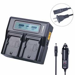 Powertrust NP-F970 Lcd Dual Fast Charger For Sony NP-F960 Np F970 NP-F550 NP-F570 NP-F750 NP-F770 NP-F930 NP-F950 NP-FM55H NP-FM500H NP-QM71 NP-QM91 NP-QM71D NP-QM91D Camera