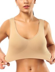 Bestena Sports Bras For Women Seamless Comfortable Yoga Bra With Removable Pads Nude XL