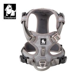 Truelove Pet Reflective Nylon Dog Harness No Pull Adjustable Medium Large Naughty Dog Vest Safety Vehicular Lead Walking Running - Grey M