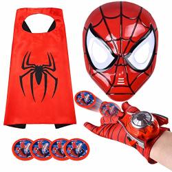Fun Factorys Kids Spiderman Capes And LED Mask - Spiderman Toys And Costume Gloves- Compatible Superhero Toys