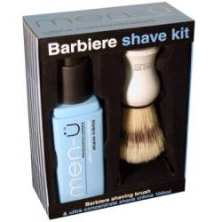 Men-u Barbiere Shaving Brush with Free Stand & 15ml Shave Creme White
