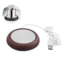 Coffee Mug Warmer USB Desktop Cup Warmer Electric Tea Beverage Heater With Aluminum Plate For Office Home Dark Walnut Wood