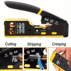 Ratcheting Modular Data Cable Crimper Wire Stripper Wire Cutter For RJ11 RJ12 Standard RJ45 Pass-thru Connectors