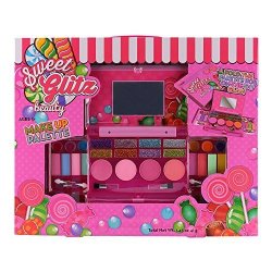 Rockstar Glam Kids Pretend Play Makeup Kit - Designer Girls Makeup Palette For Kids - Packed In A Cute Colorful Vanity W Mirror- Non-toxic