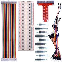 For Raspberry Pi 3 Kit Kuman 830 MB-102 Tie Points Solderless Breadboard + Gpio T Type Expansion Board + 65PCS Jumper Cables Wires+ 40PIN
