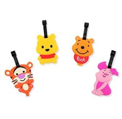 Finex - Set Of 4 - Winnie The Pooh And Friends Tigger Piglet Travel Luggage Tags Bag Tag With Adjustable Strap