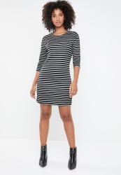 Only Brilliant 3 4 Dress - Stripes Black & White