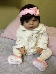 Crocheted Baby Mary Jane Shoes & Headband 0-3 Months