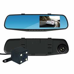 Backup Car Dvr Rearview Mirror Dash Cam 4.3INCH Dual Lens 1080P Video Recorder Car Black Box