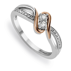Sterling Silver & 9CT Rose Gold Diamond & Created White Sapphire Infinity Ring
