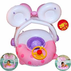 Dofel Baby Inflatable Float Mouse Swim Seat Ring With Canopy Baby Swimming Bathtub Outdoor Swimming Pool Toys Accessories For Baby Toddlers 3-36 Month Pink 3