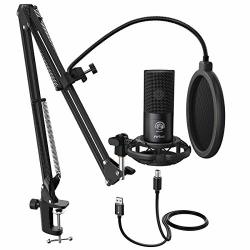 Fifine Studio Condenser USB Microphone Computer PC Microphone Kit With Adjustable Scissor Arm Stand Shock Mount For Instruments Voice Overs Recording Podcasting Youtube Karaoke